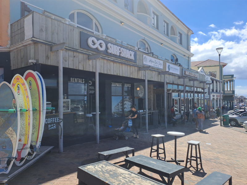 Surfers Corner cafes and surf shops at Muizenberg
